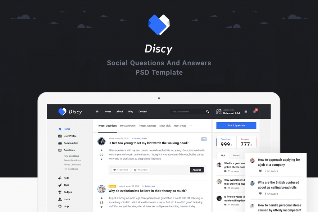 discy - Social Questions & Answers PSD Template插图9