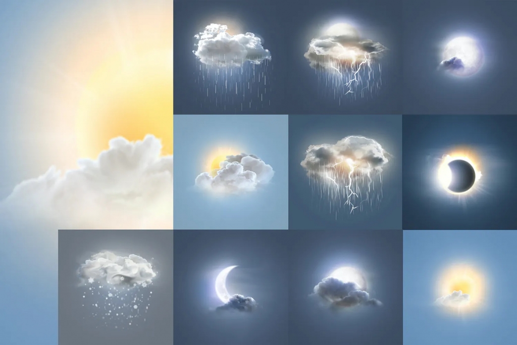 Photo Realistic Weather Icon Set插图