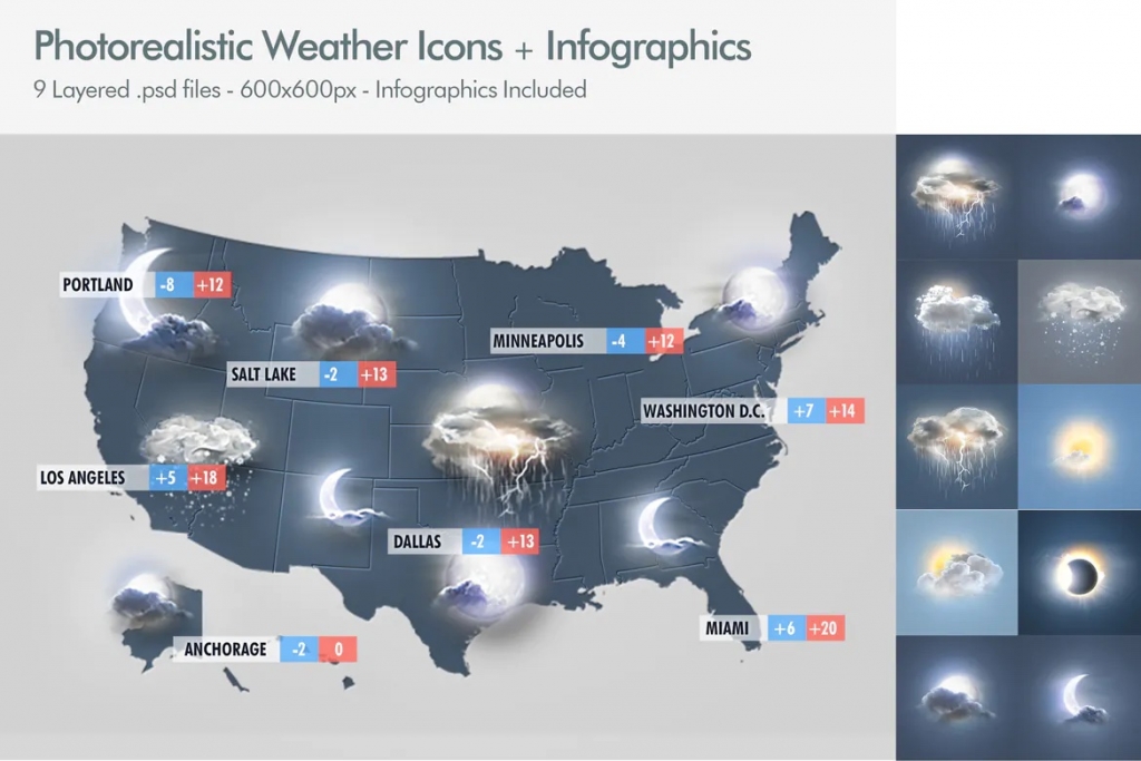 Photo Realistic Weather Icon Set插图1
