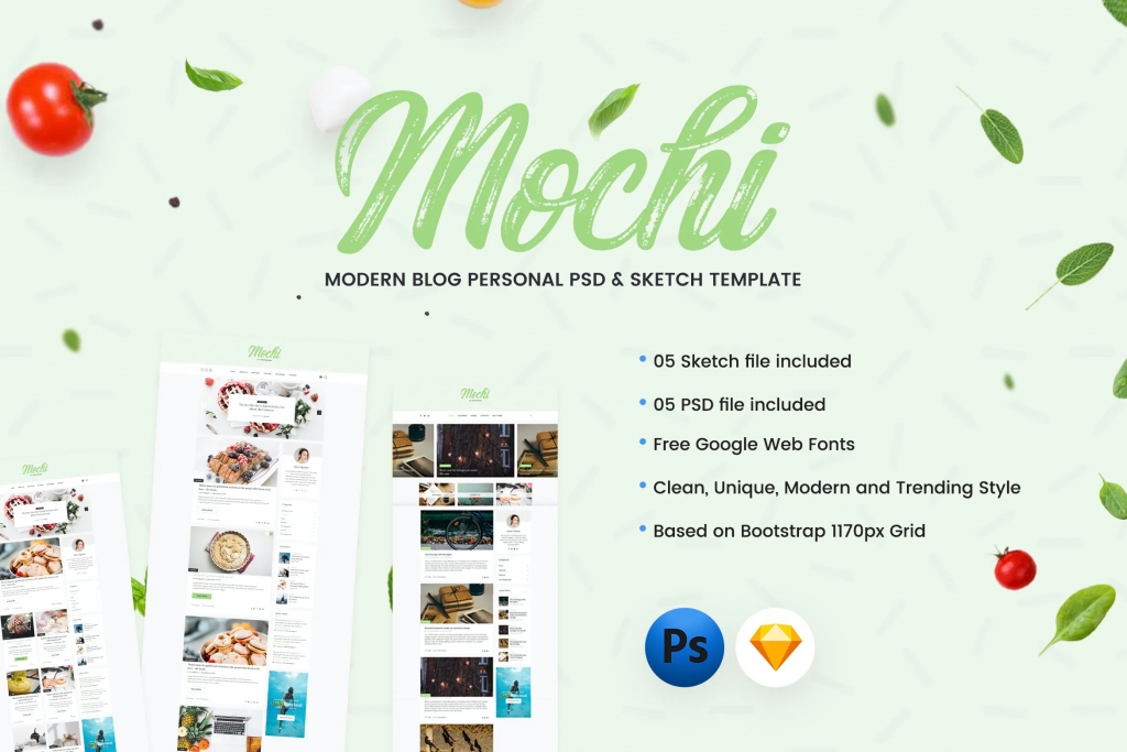 Mochi - Personal Blog PSD & Sketch Template插图