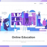 Online Education Flat Concept