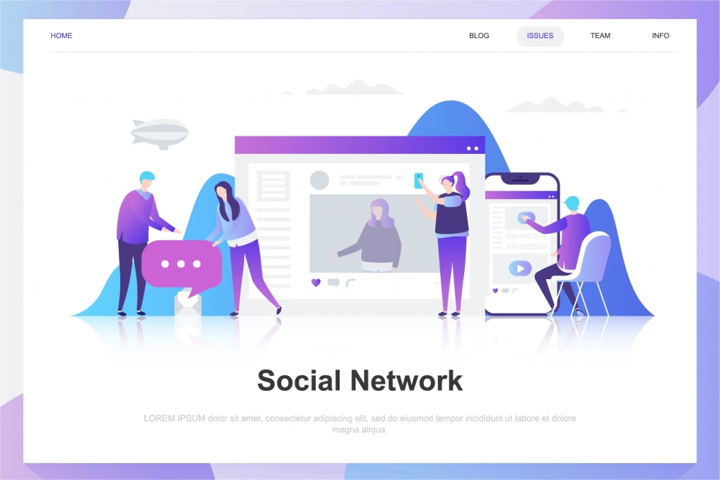 Social Network Flat Concept插图