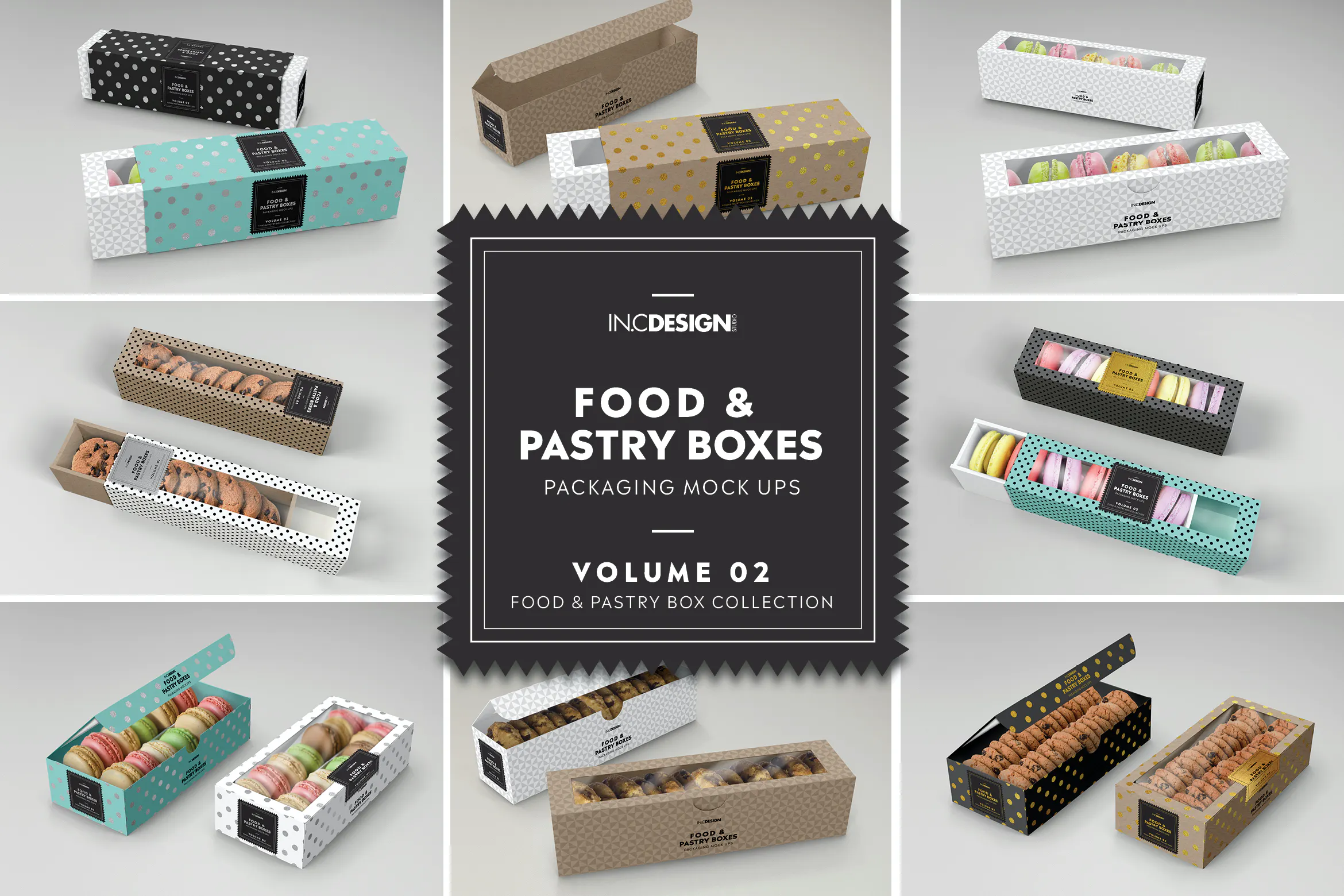Food Pastry Boxes Vol.2: Packaging Mockups