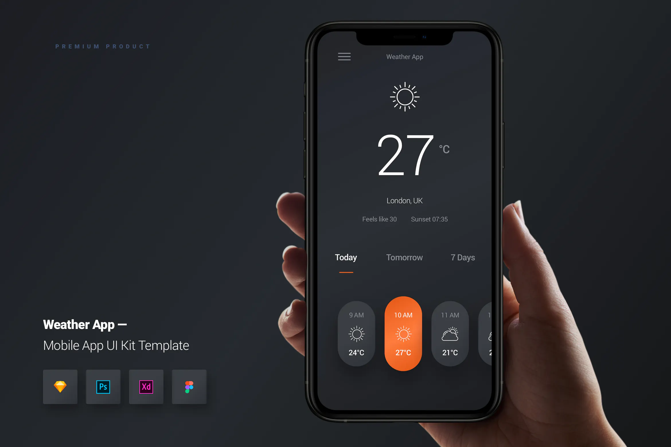 Weather App Mobile UI Kit Template
