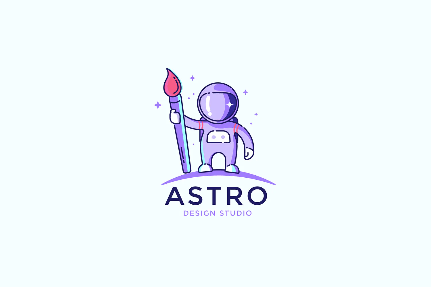 Astronaut Design studio Logo Template插图1