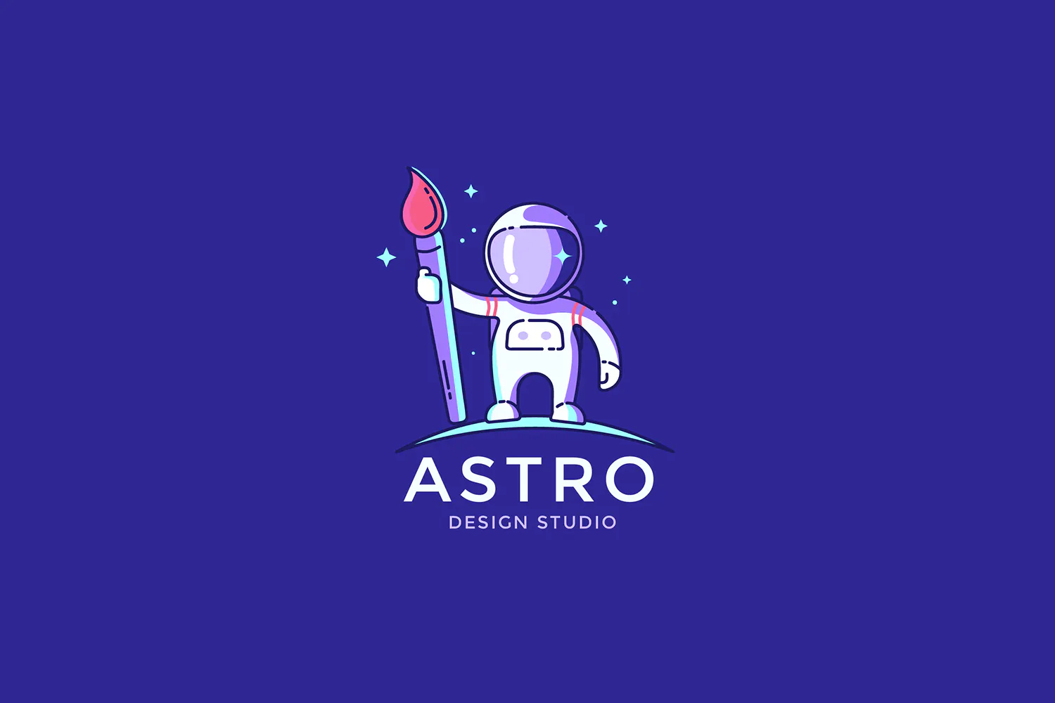 Astronaut Design studio Logo Template插图2