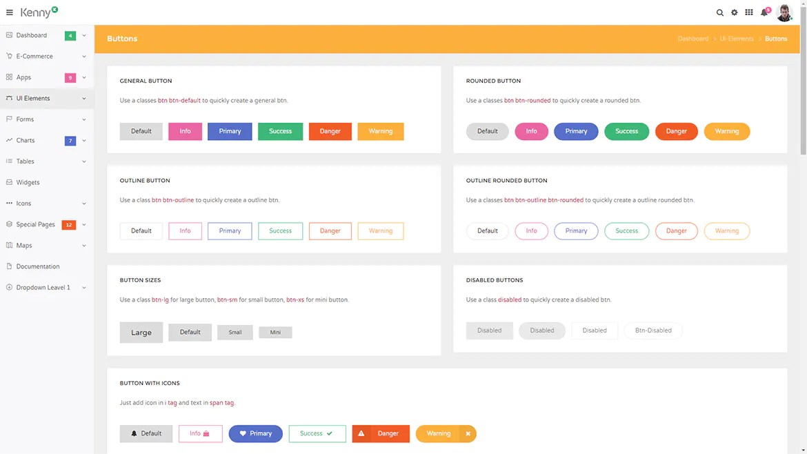 Kenny – Dashboard / Admin Site Responsive Template插图10