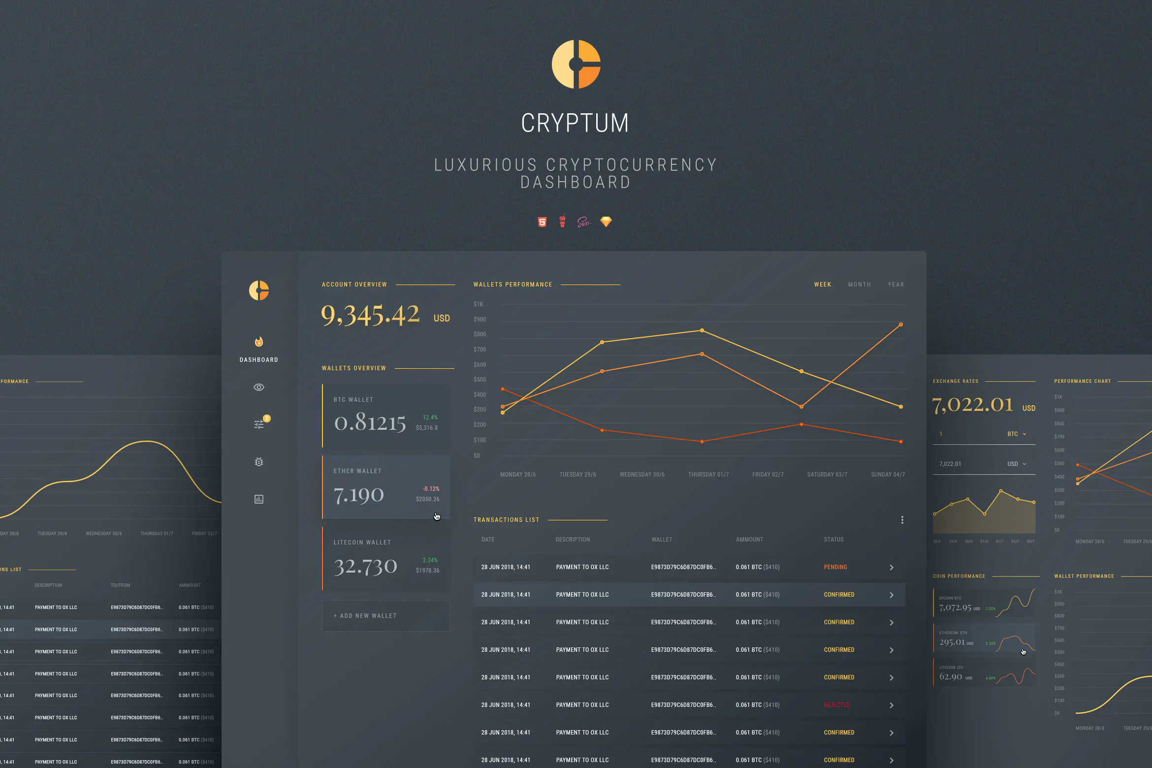 Cryptum - Luxurious Cryptocurrency Material Design插图