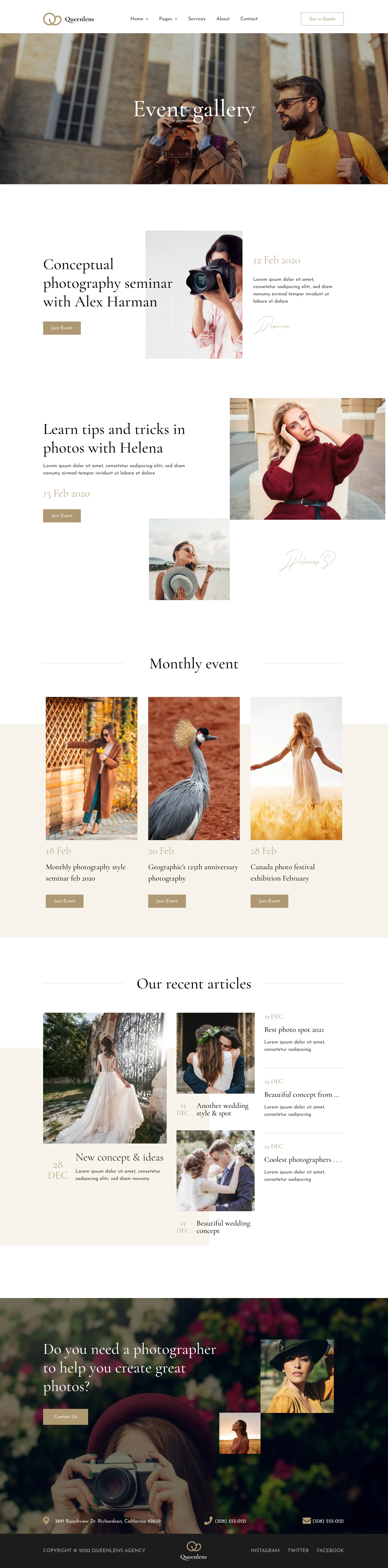 Queenlens | Photography & Event Elementor Template Kit插图10
