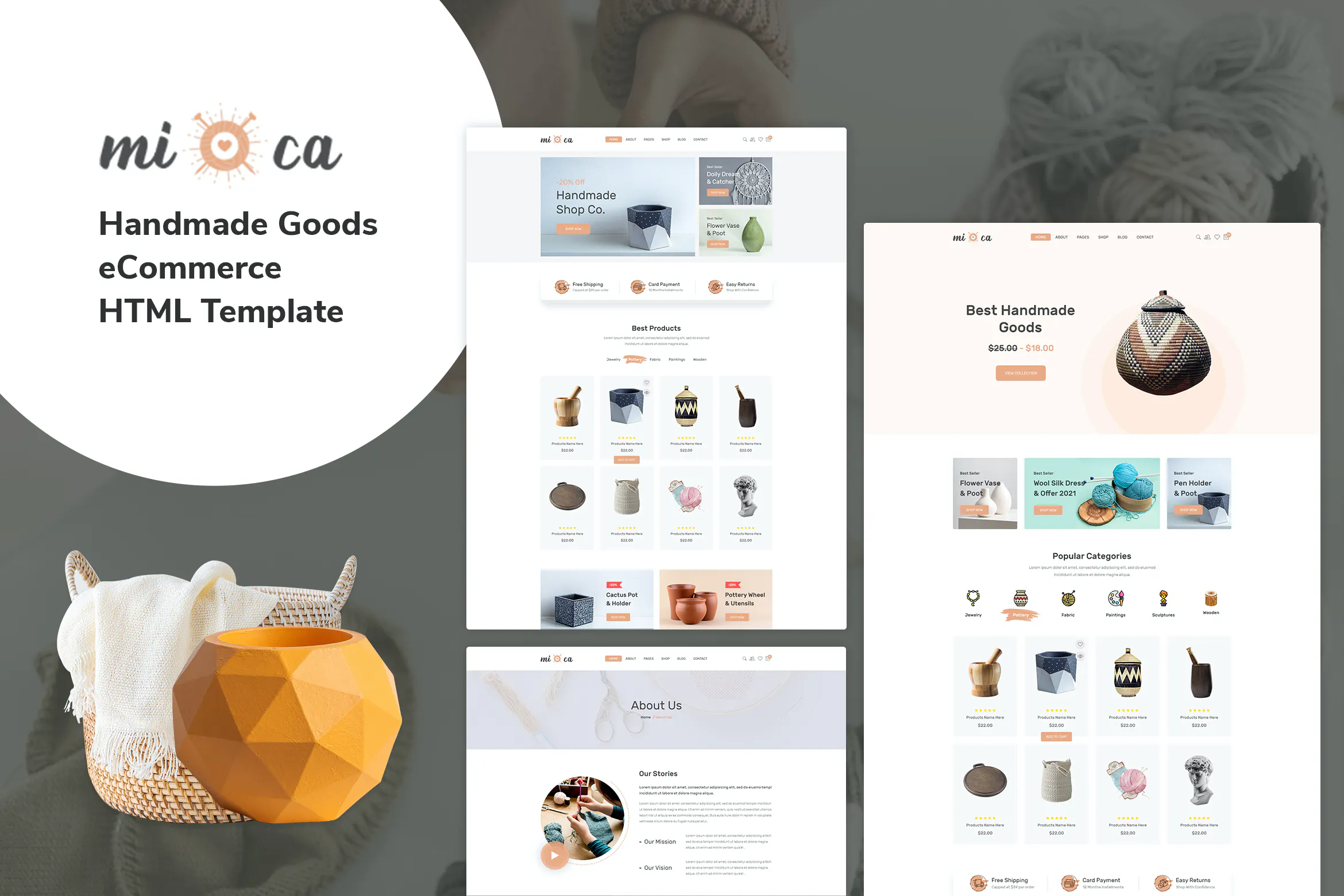 Mioca - Handmade Goods eCommerce HTML Template插图