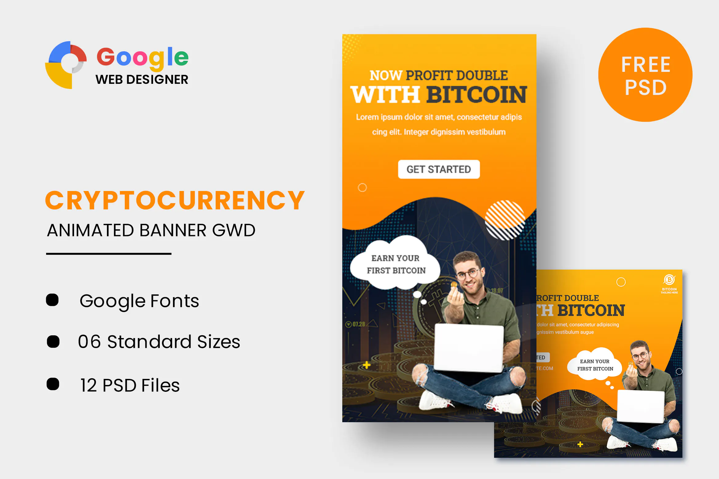 Cryptech Bitcoin Animated Banner Google Web Design插图