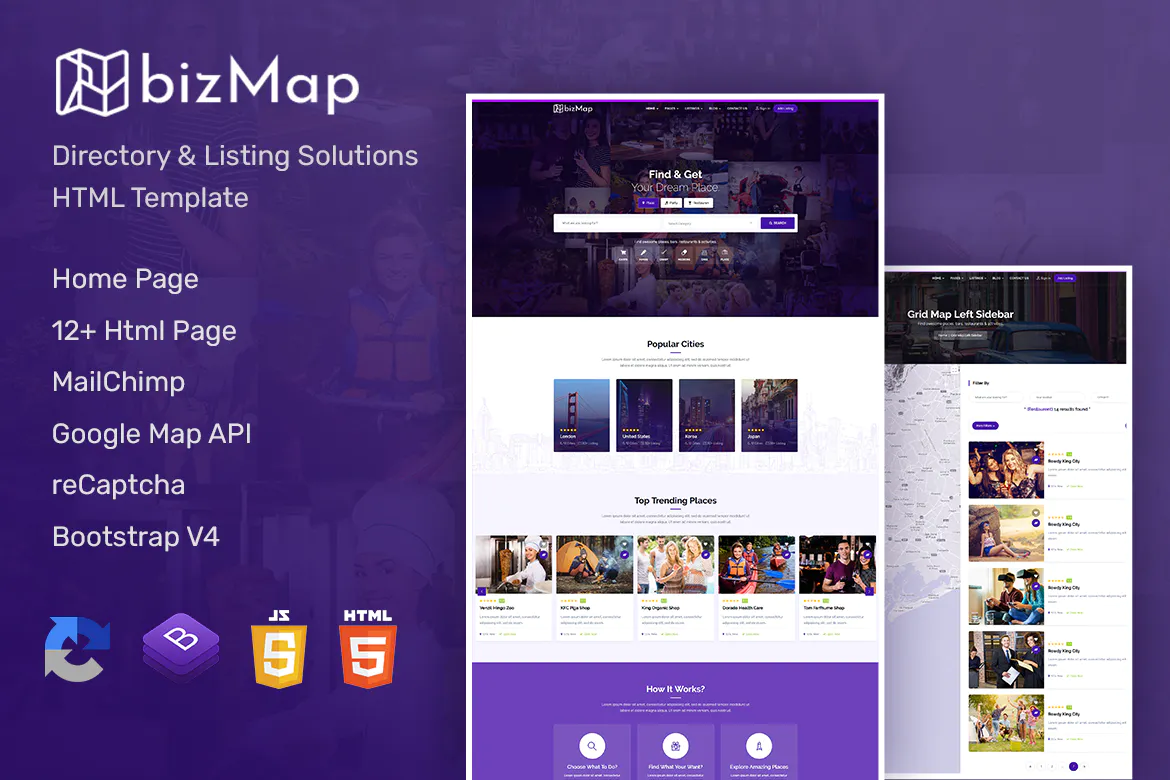 BizMap – Business Directory Listing HTML Template