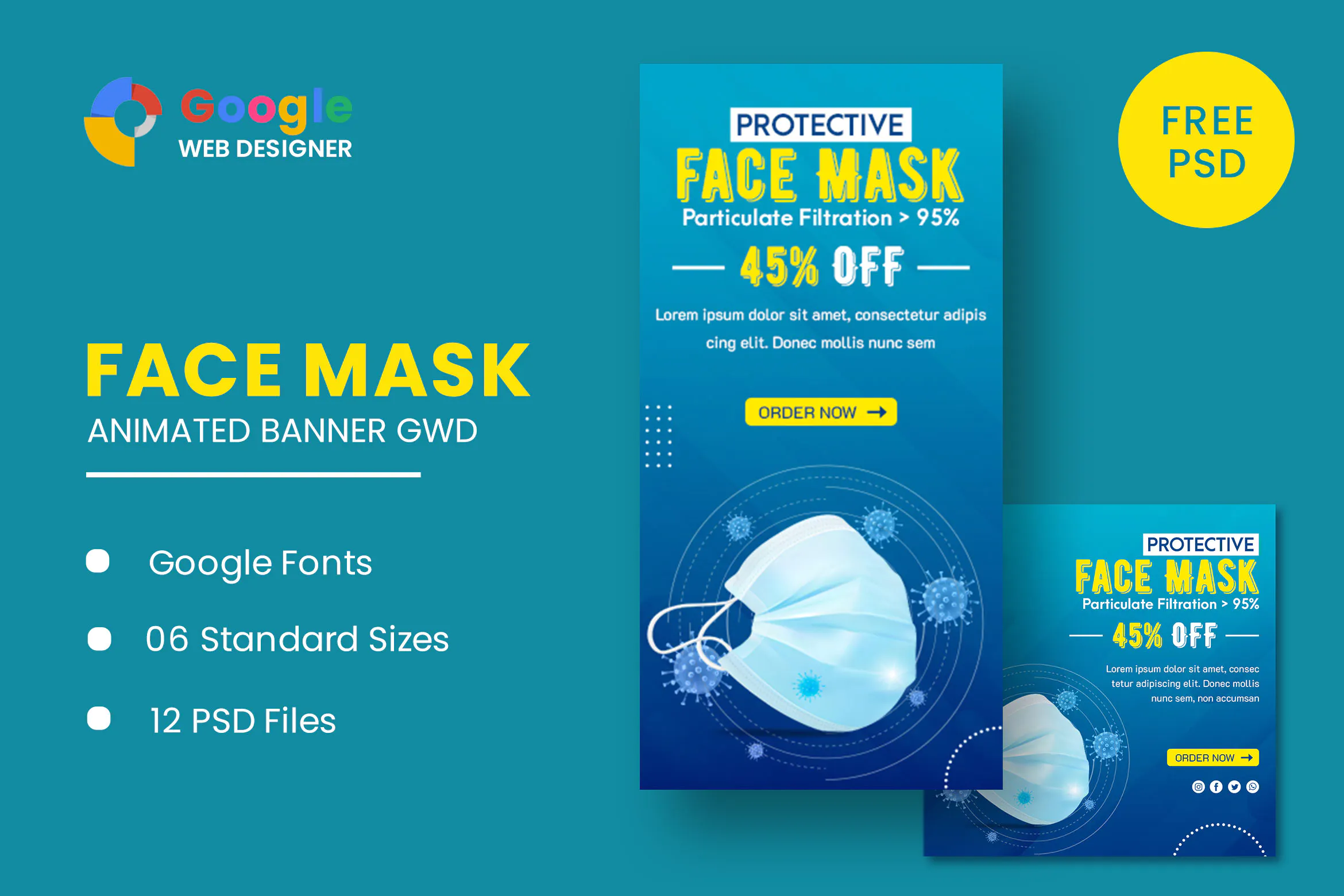 Face Mask Animated Banner Google Web Designer插图