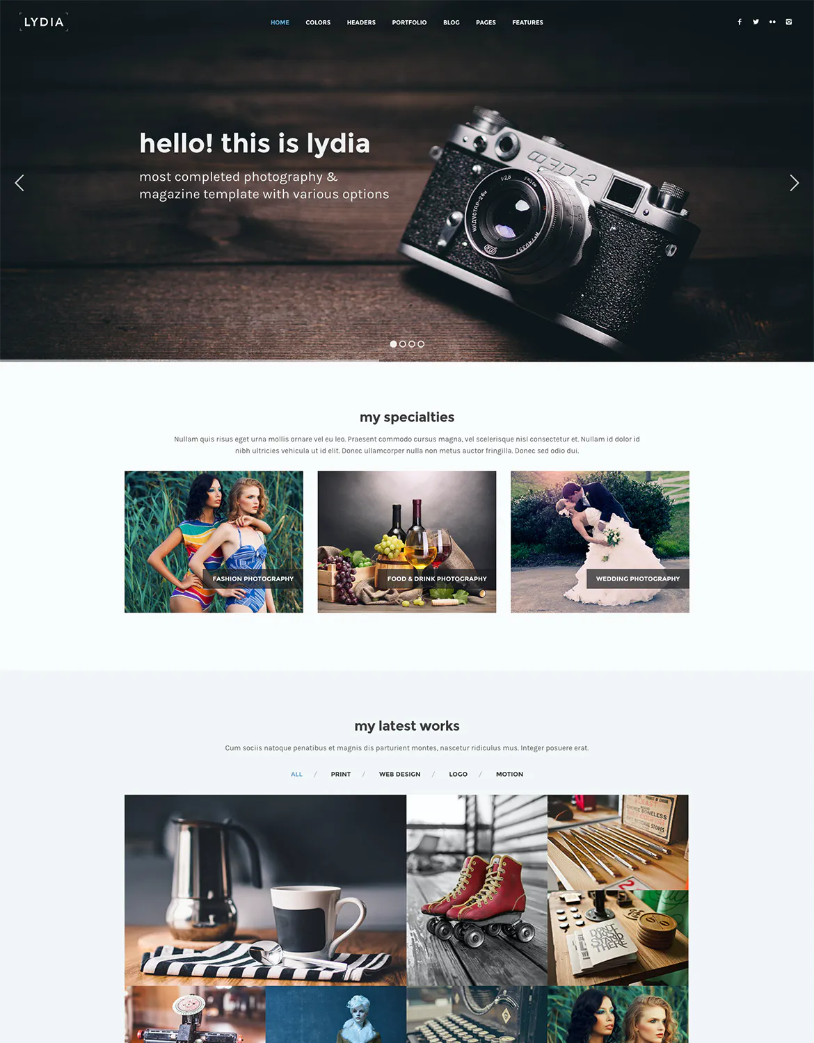 Lydia - Photography & Magazine Site Template插图3