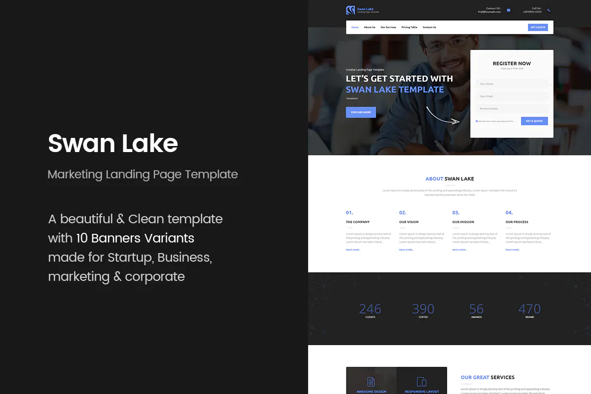 Swan Lake - Marketing Landing Page插图