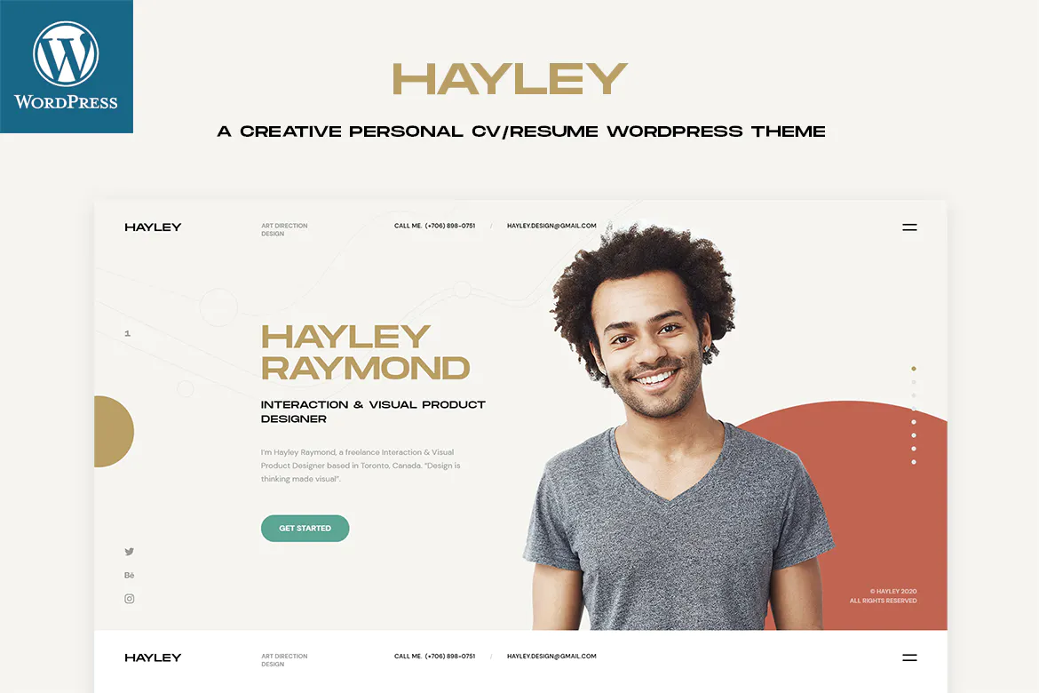 Hayley - Personal CV/Resume WordPress Theme插图