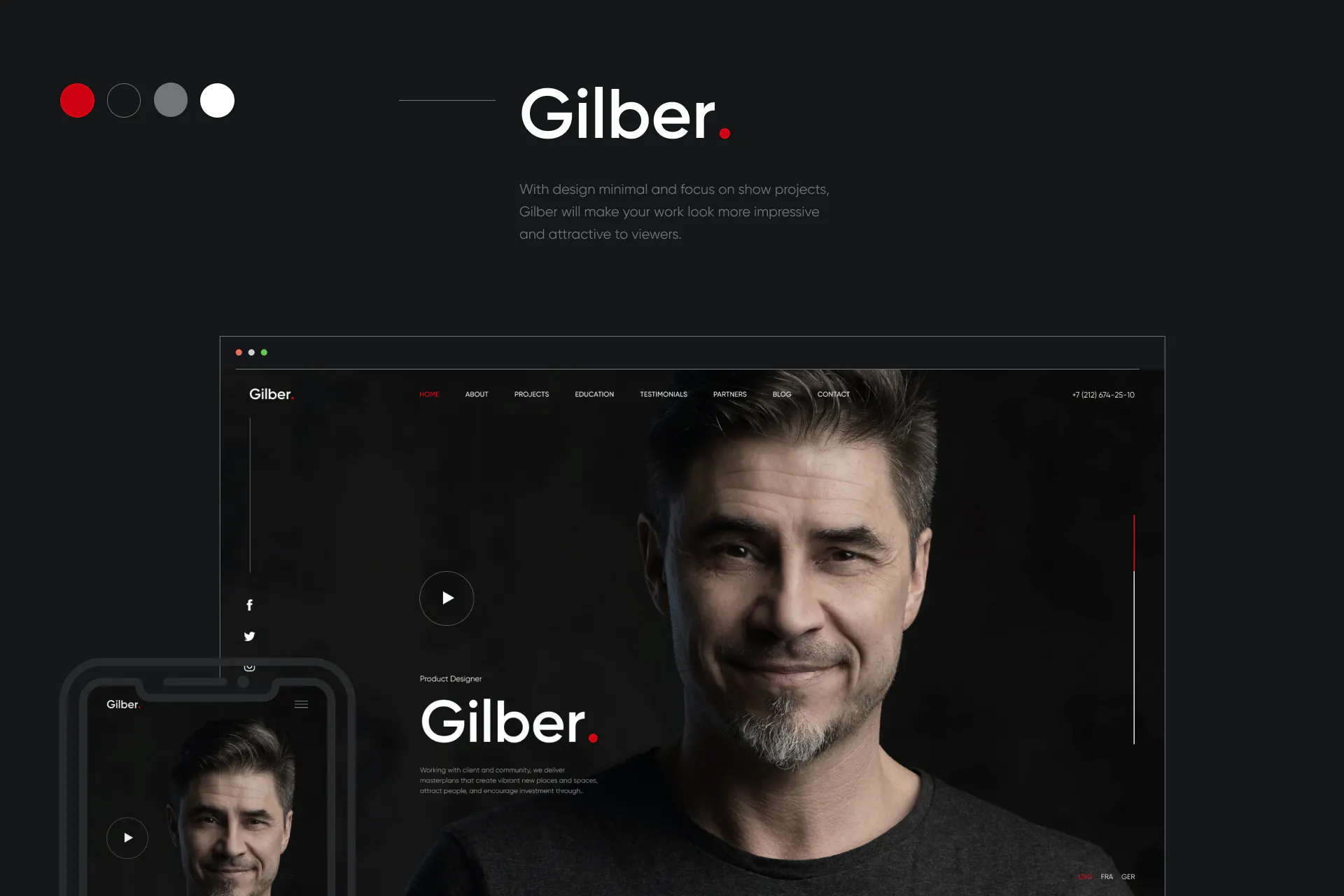 Gilber – Personal CV/Resume WordPress Theme
