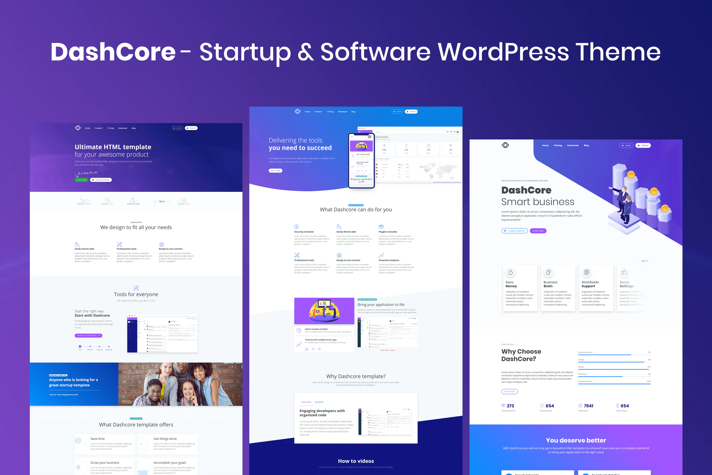 DashCore – Startup & Software WordPress Theme