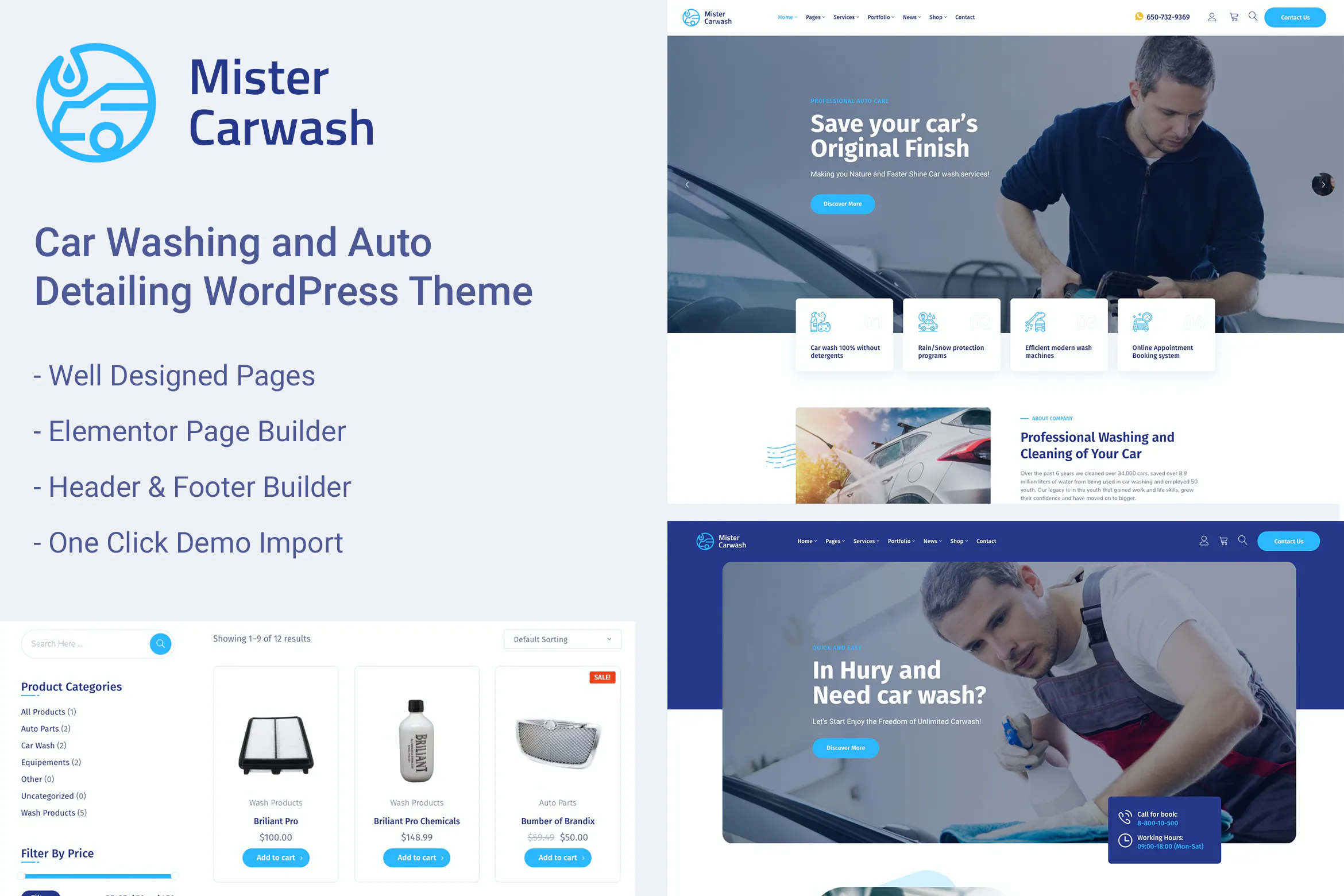 Car Wash Service WordPress Theme – Mister
