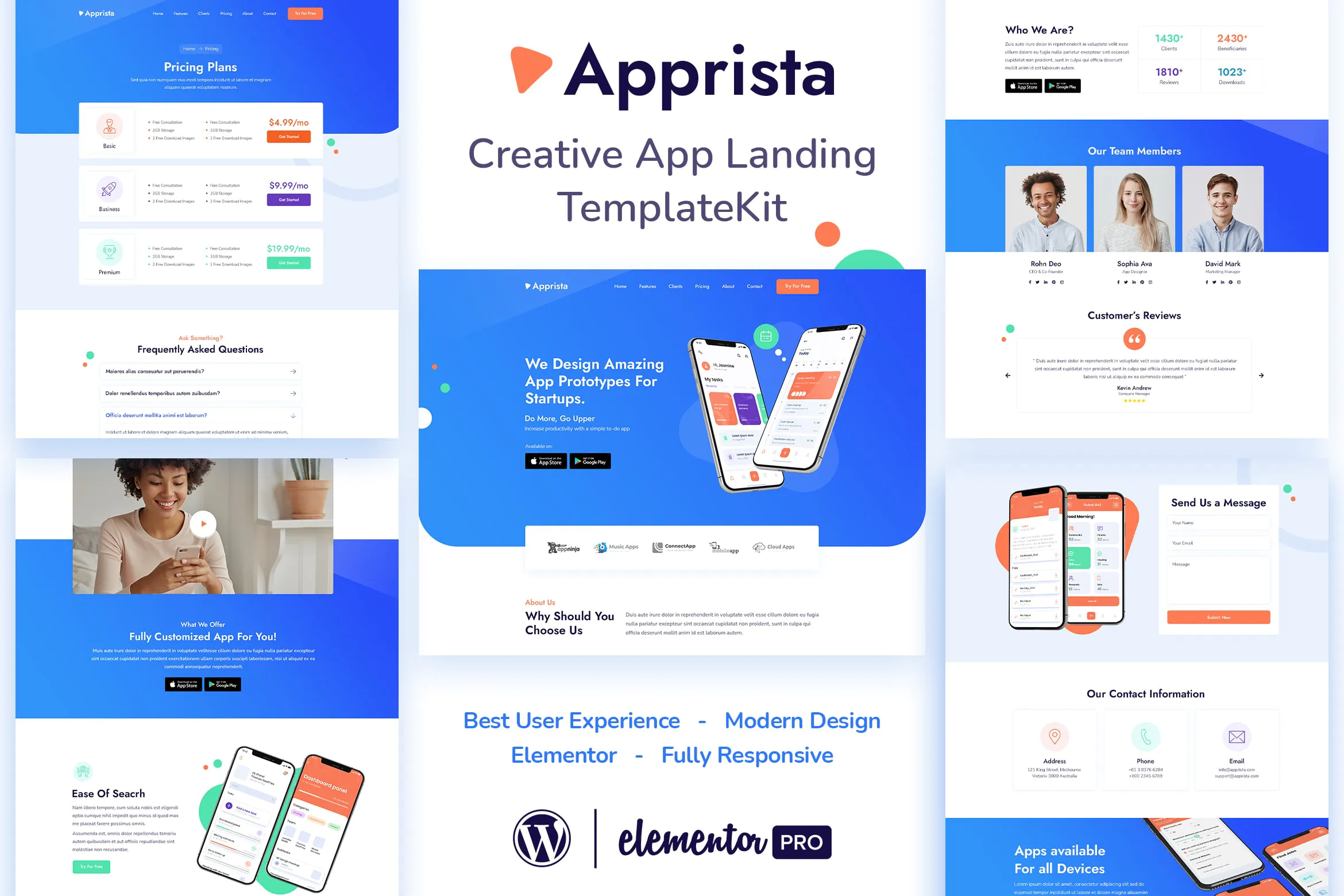 Apprista - Creative App Landing Elementor Template Kit插图