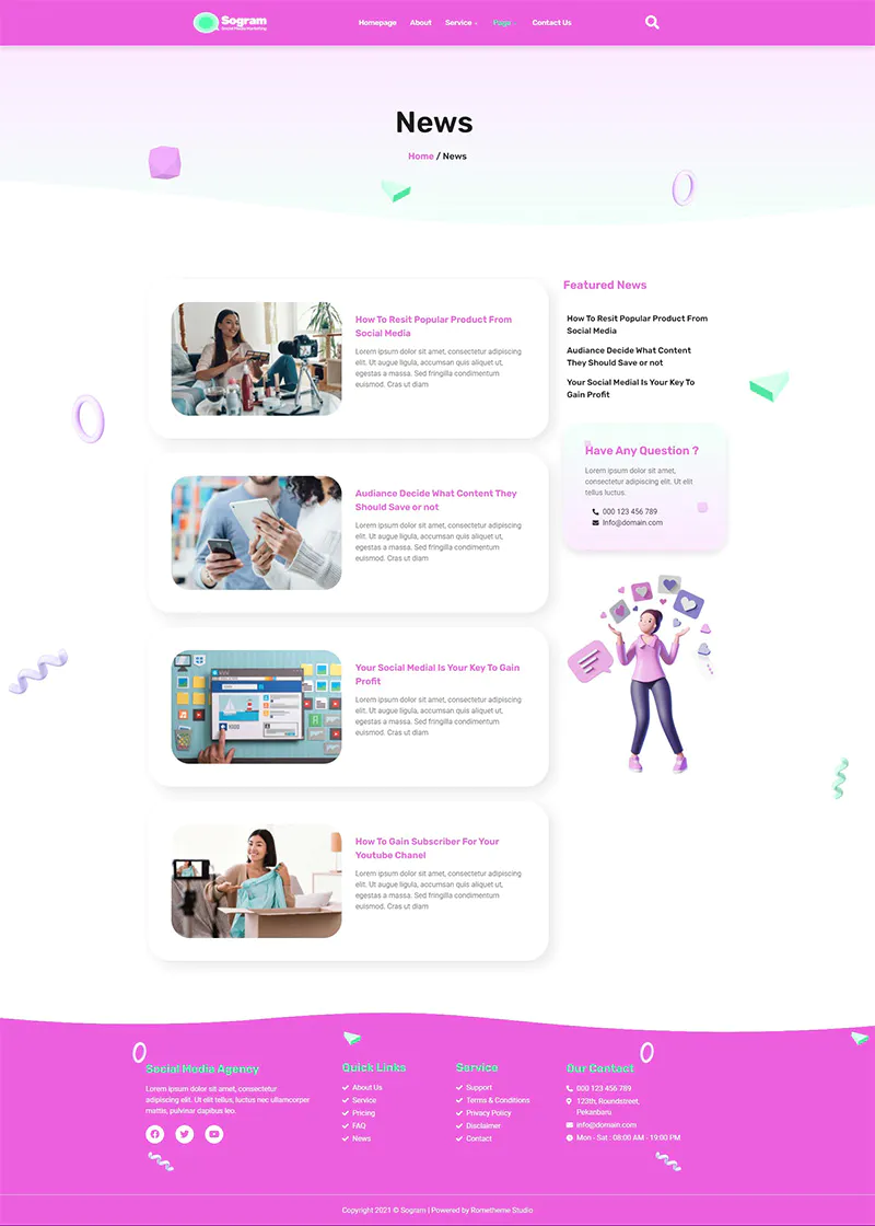 Sogram - Social Media Marketing Agency Elementor Template Kit插图7