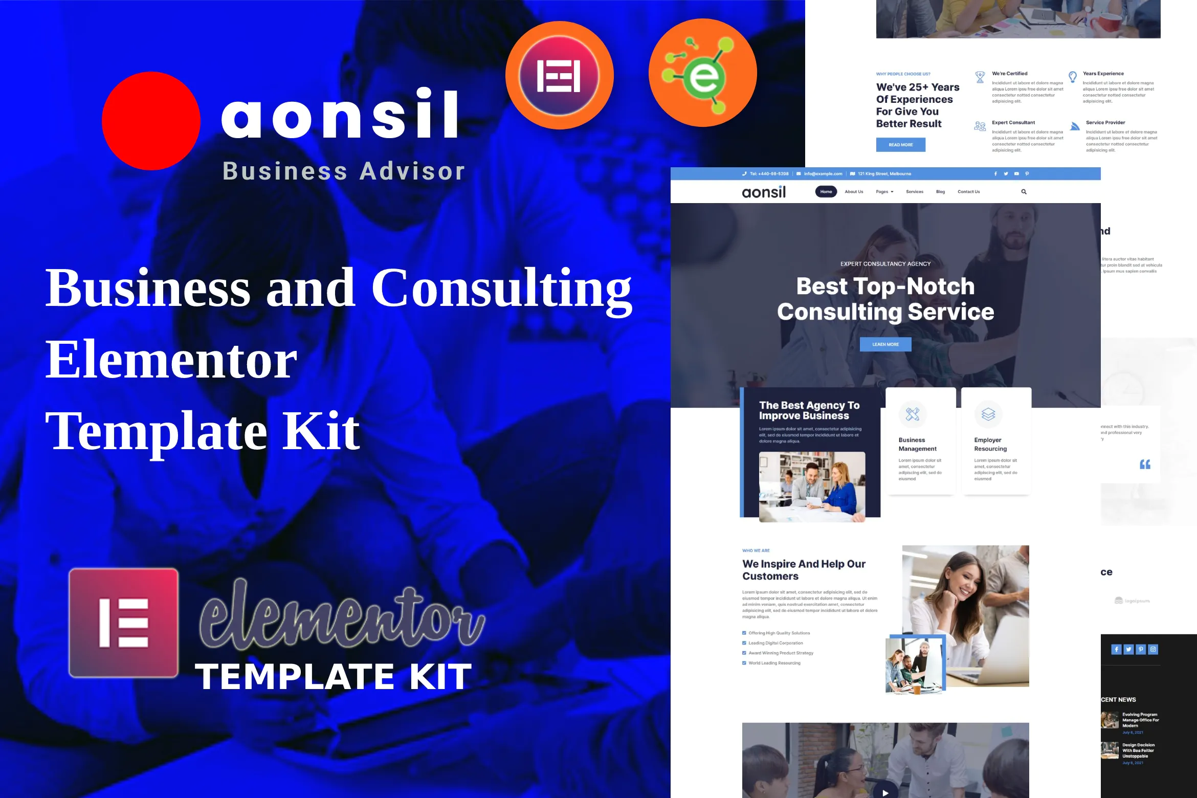 Aonsil - Business & Consulting Elementor Template Kit插图