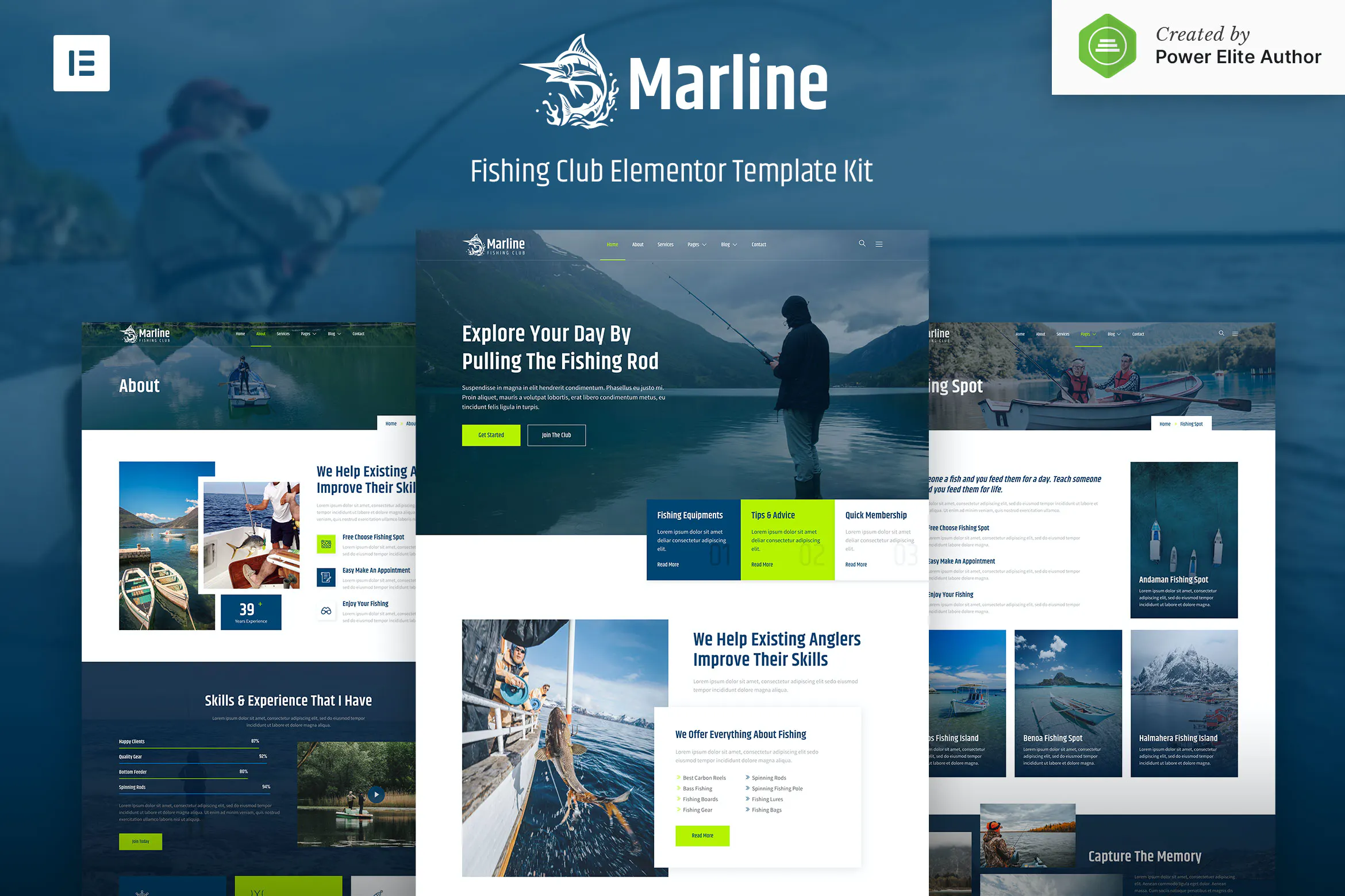 Marline – Fishing & Hunting Club Elementor Template Kit插图