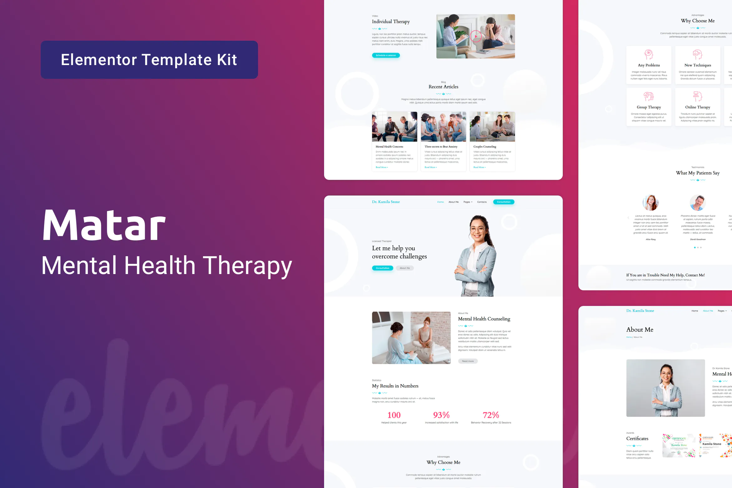 Matar — Mental Health Therapy Elementor Template Kit插图
