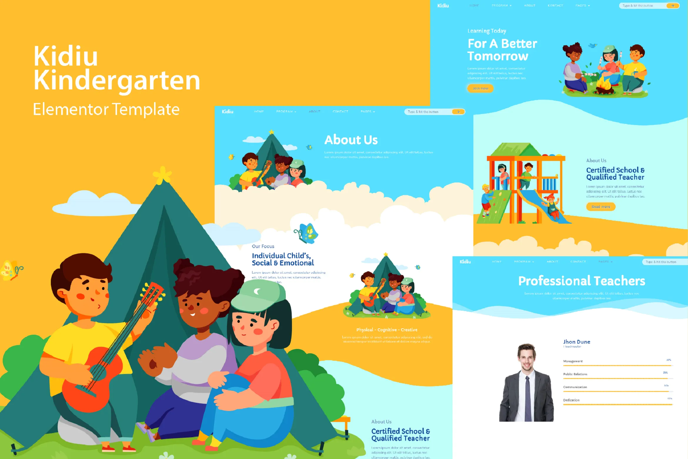 Kidiu Kindergarten - Child Care Elementor Template Kit插图