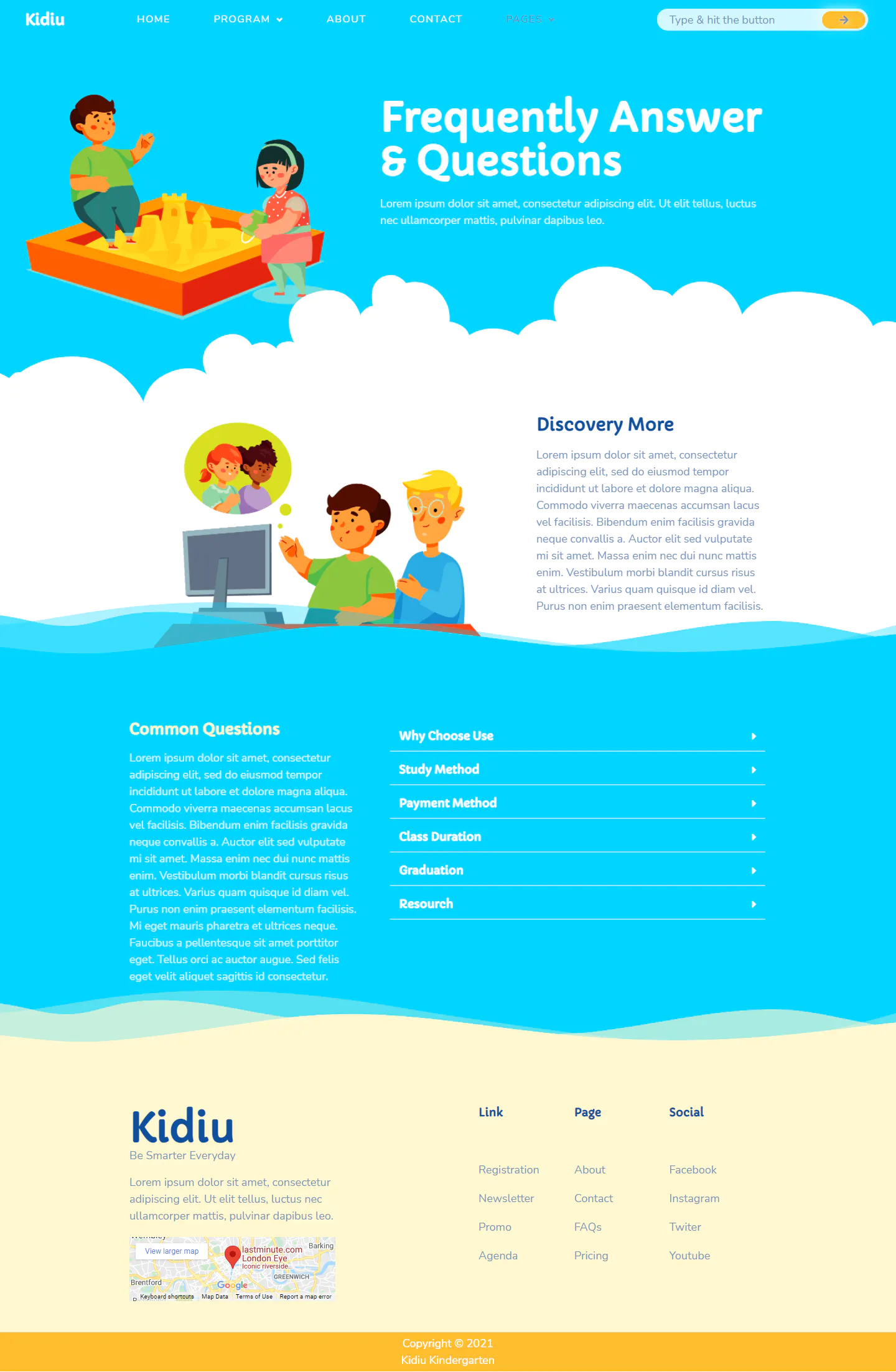 Kidiu Kindergarten - Child Care Elementor Template Kit插图1