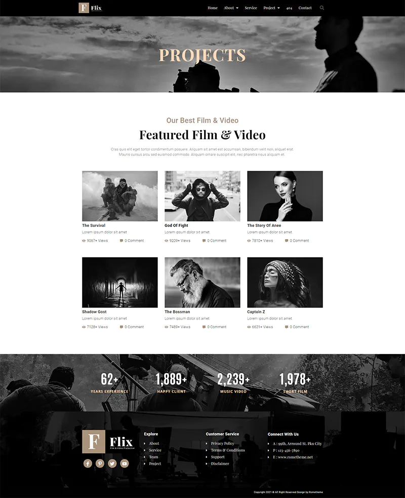 Flix - Film & Video Production Elementor Template Kit插图5