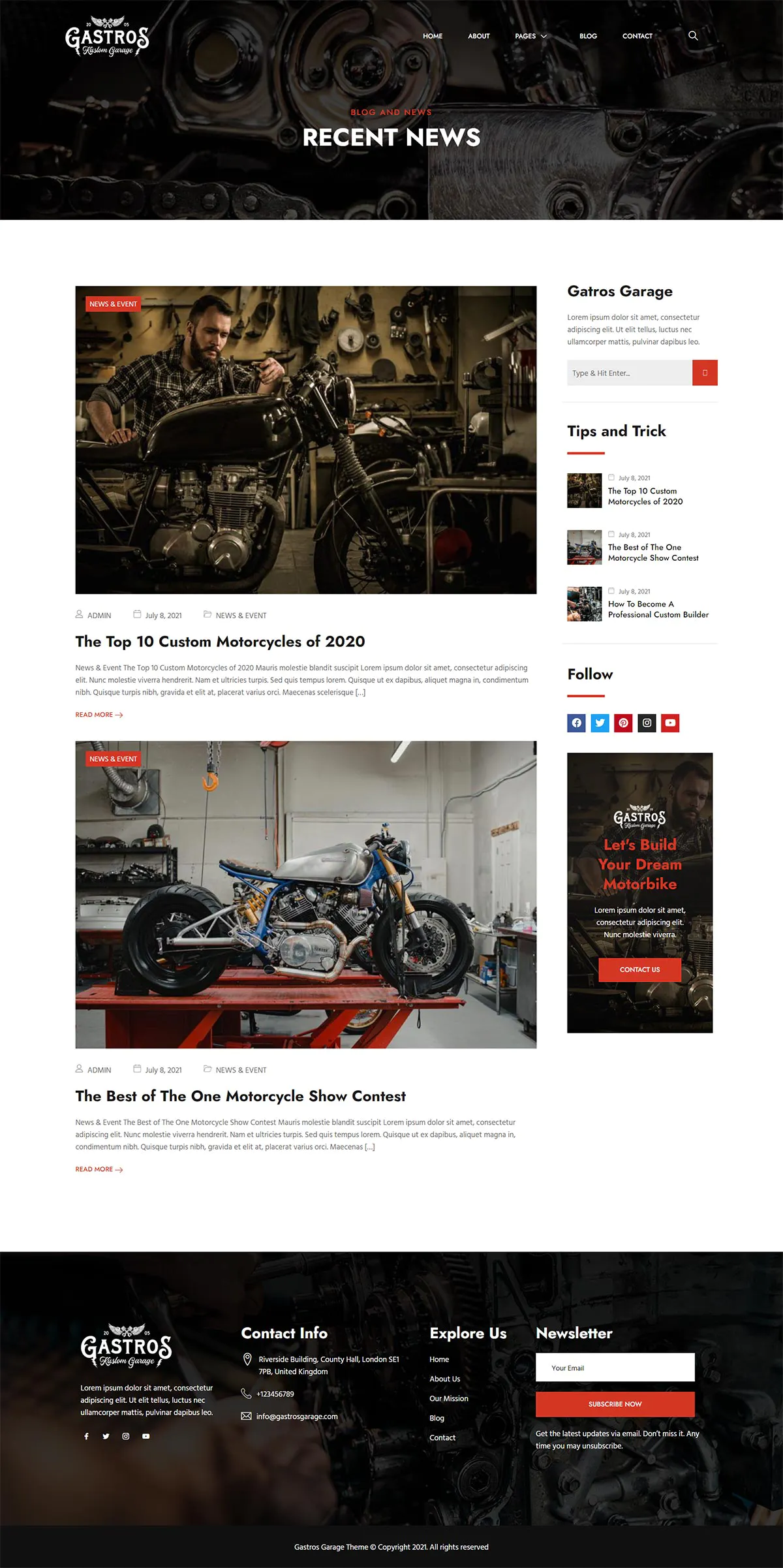 Gastros Garage - Motorcycle Service Repair Elementor Template Kit插图8