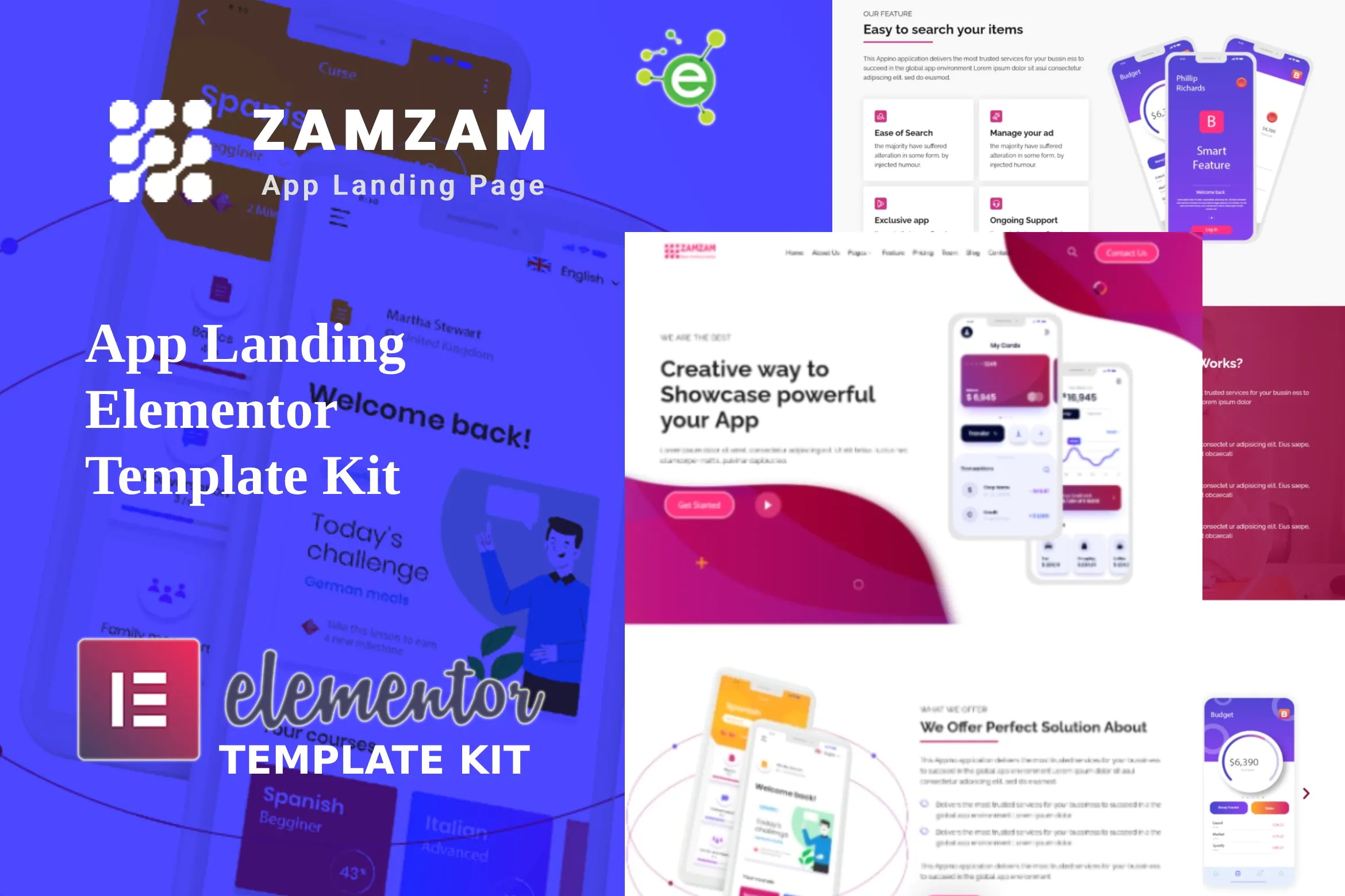 Zamzam - App Landing Elementor Template Kit插图