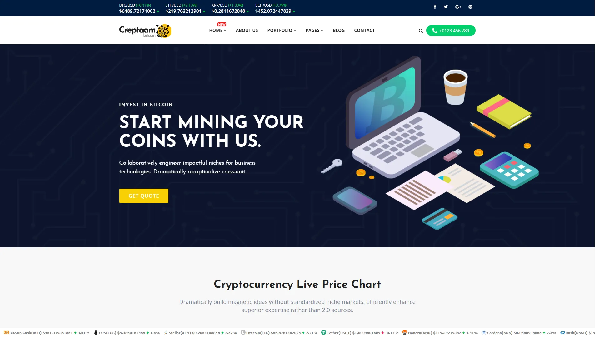 Creptaam – Bitcoin, ICO Landing and Cryptocurrency