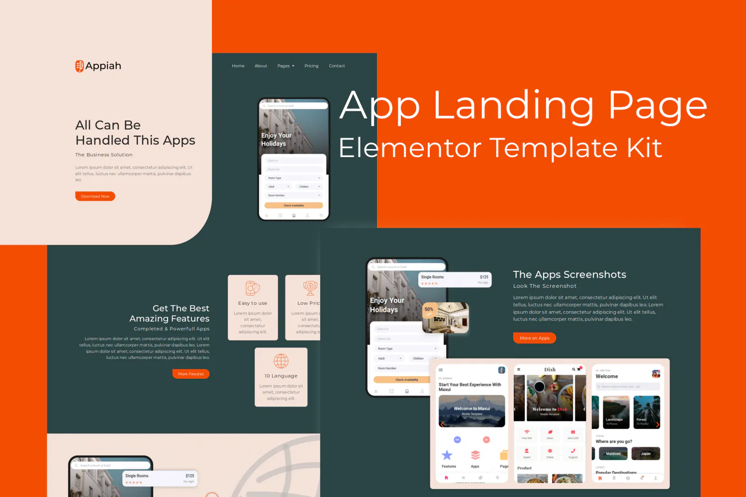 Appiah - App Landing Page Elementor Template Kit插图
