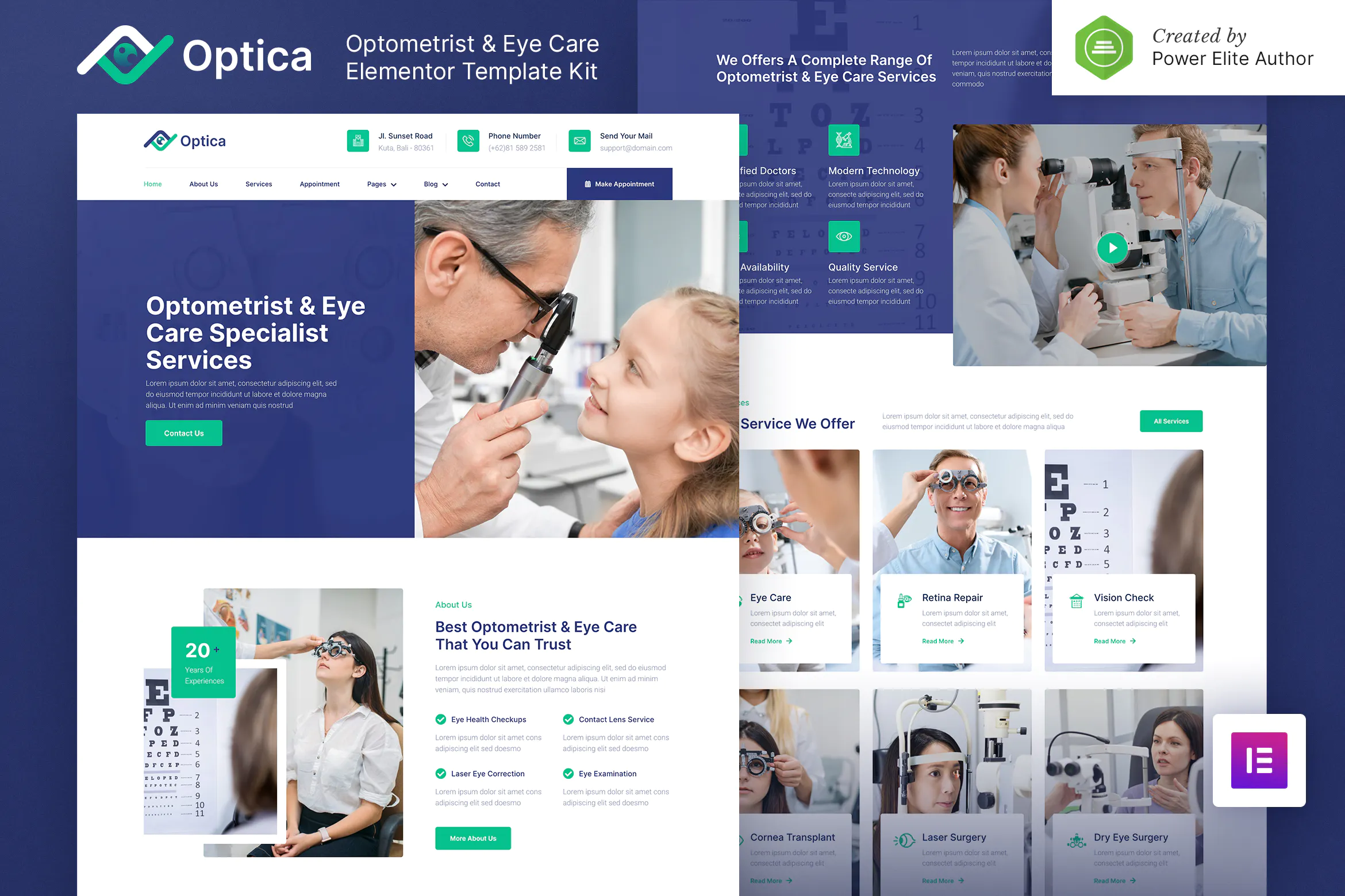 Optica – Optometrist & Eye Care Elementor Template Kit插图