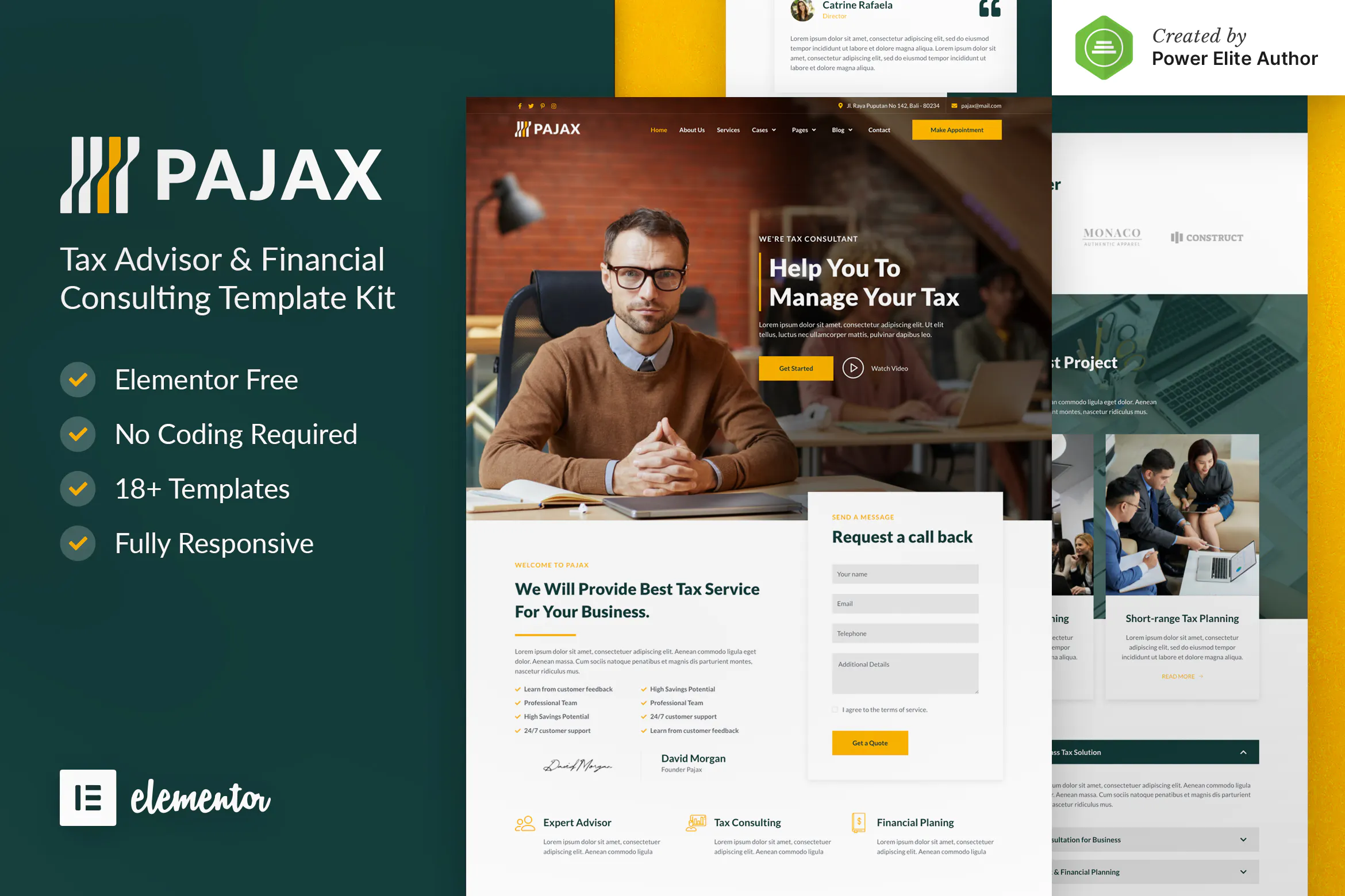 Pajax – Tax Advisor & Financial Consulting Elementor Template Kit插图