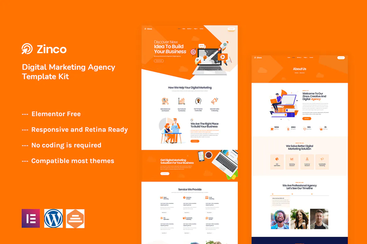 Zinco - Digital Marketing Agency Elementor Template Kit插图