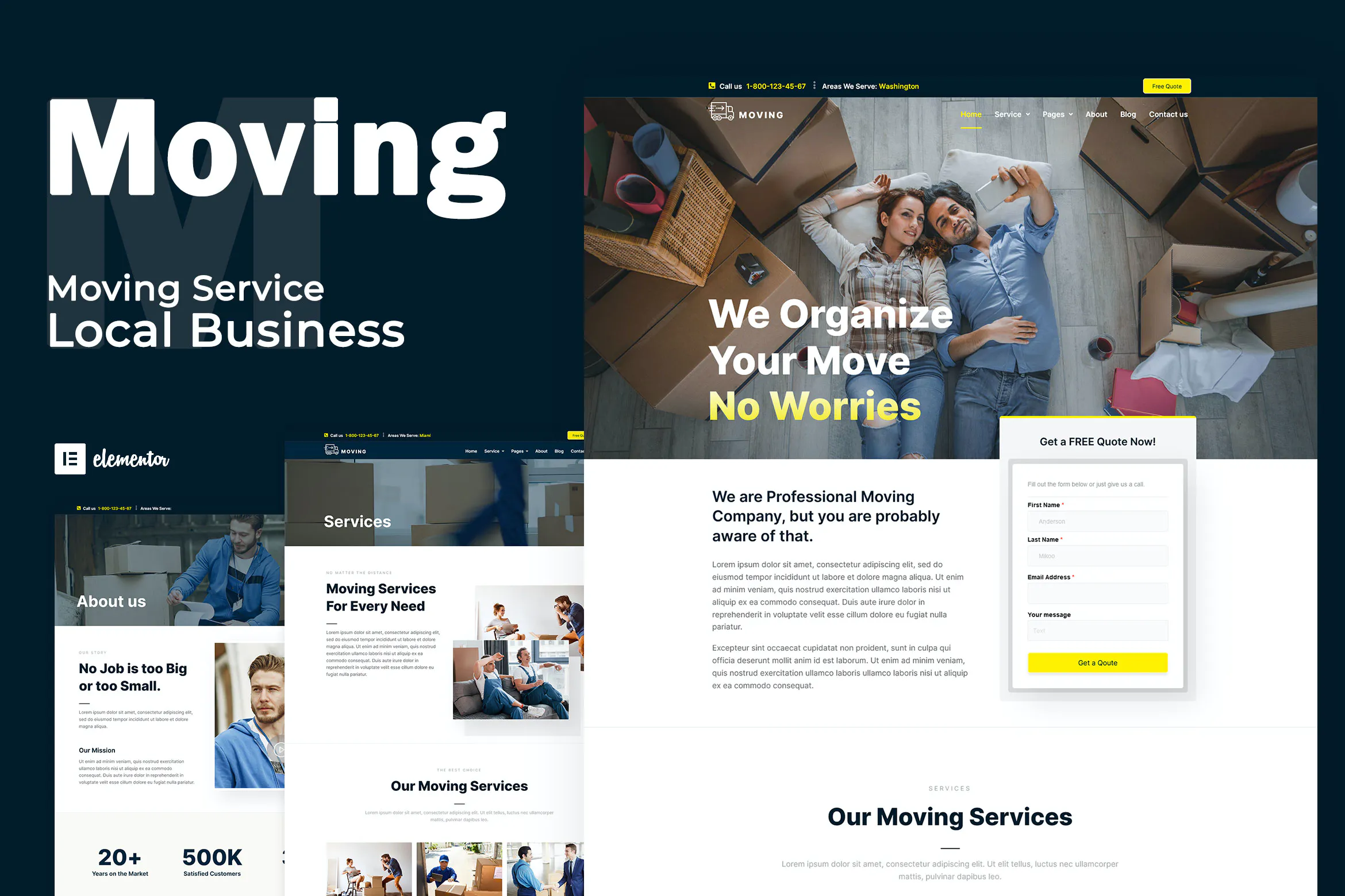 Moving Service - Local Business Elementor Template Kit插图