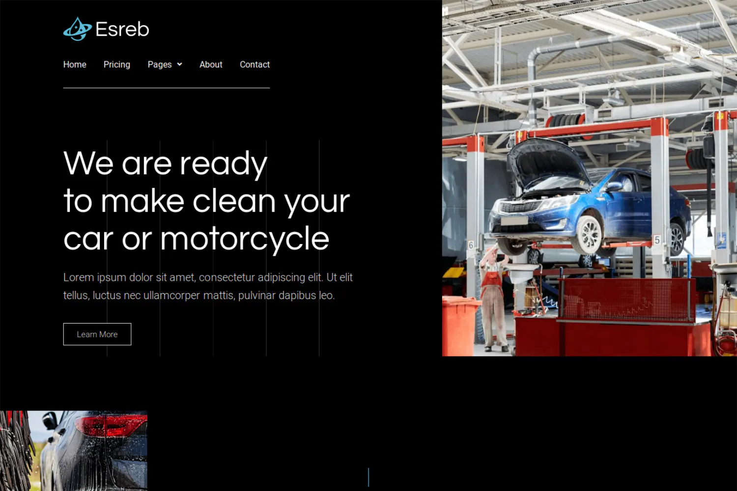 Esreb - Car & Motorcycle Wash Elementor Template Kit插图1