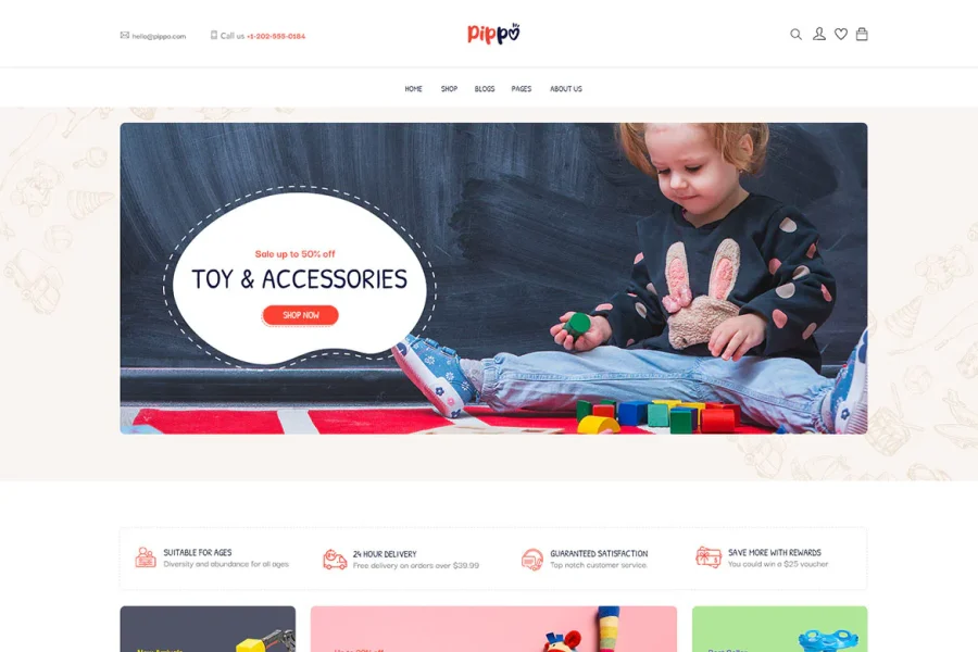 Pippo - Kids Toys Store WooCommerce WordPress Them插图1
