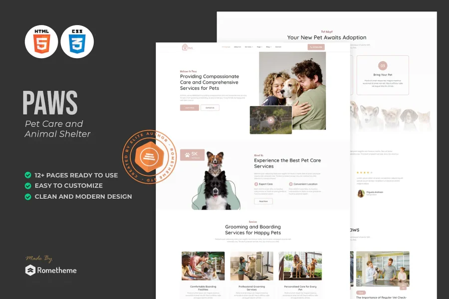 Paws - Pet Care and Animal Shelter HTML Template