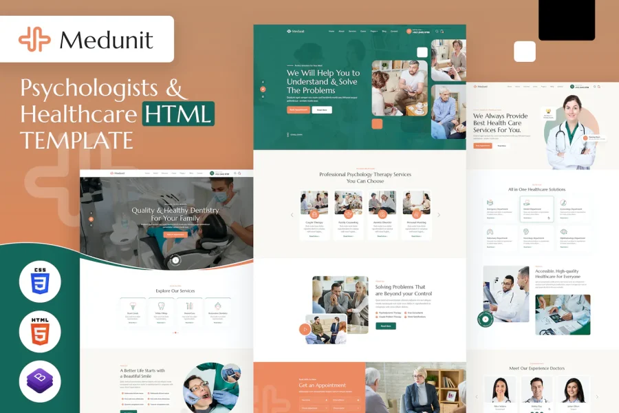Medunit | Psychologists & Health Care HTML Templat插图