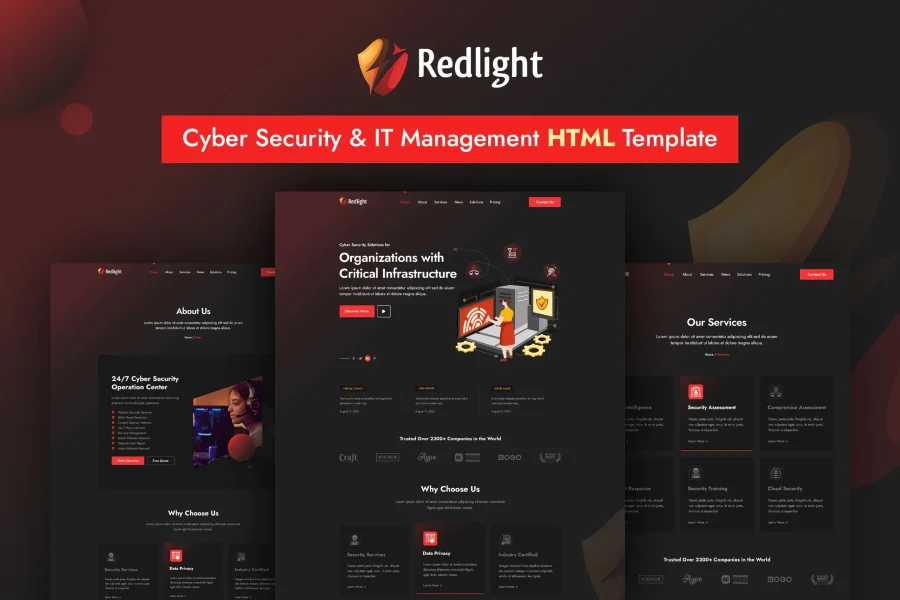 Redlight | Cyber Security & IT Management HTML Tem插图