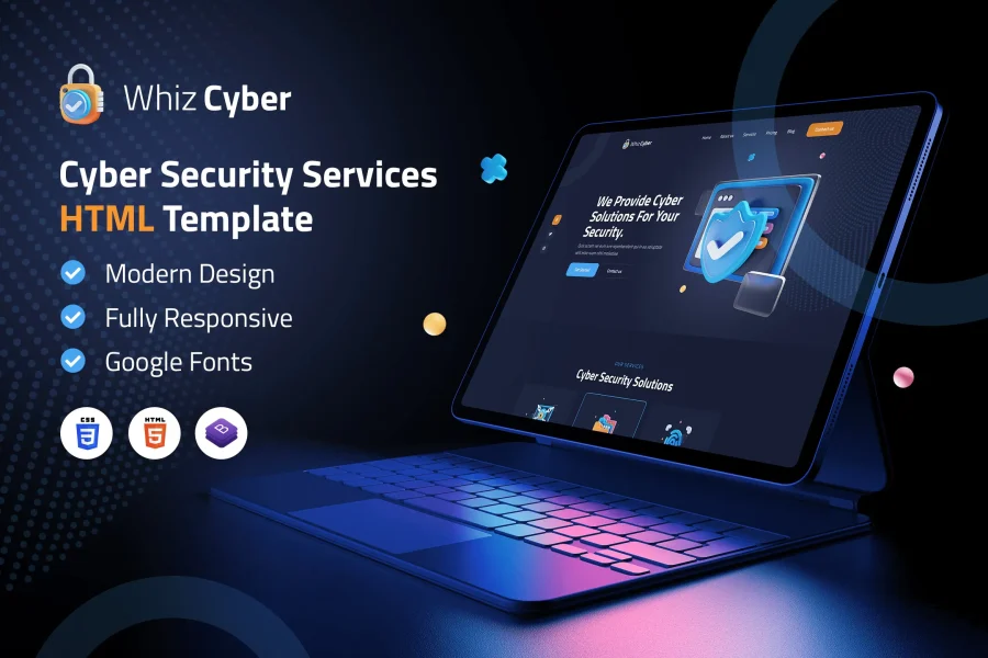 WhizCyber | Cyber Security HTML Template插图