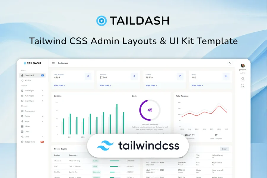 TailDash - Tailwind CSS Admin & UI Kit Template