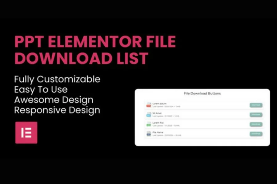 文件下载列表Elementor小部件